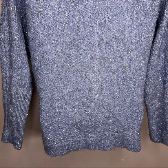 Small Maurices Blue Sequin Sweater Knit Pastel Stretch Dolman Sleeve - Picture 11 of 15